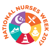 A circular logo with the words national nurses week 2 0 1 4.