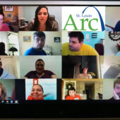 A group of people on a computer screen.