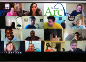 A group of people on a computer screen.