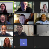 A group of people on a video call.