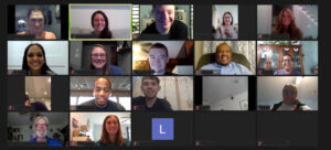 A group of people on a video call.