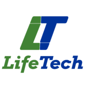 Logo green L and blue T with the words Life Tech underneath