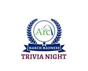 A logo for the arc march madness trivia night.