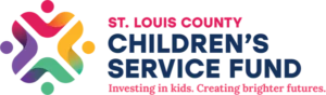 A black and white photo of the words st. Louis county children service